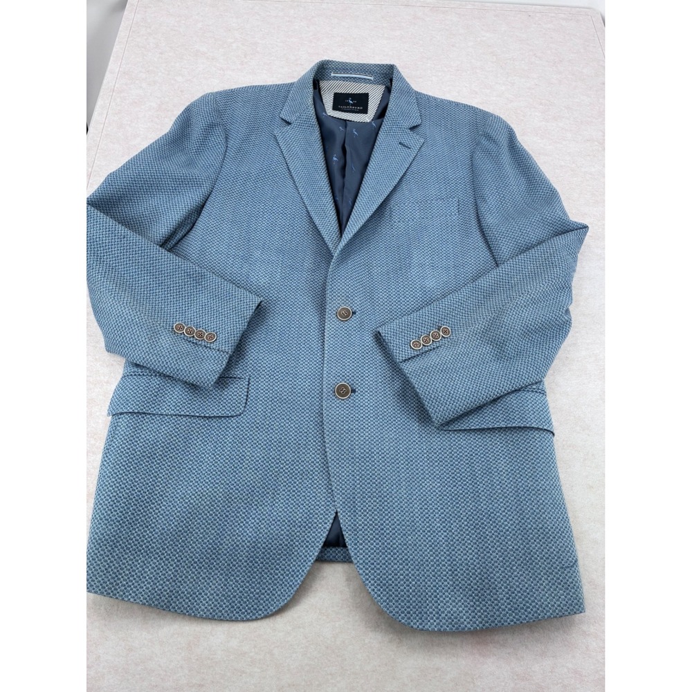 Tailorbyrd Collection Blue Micro Pattern Flamingo Lining Blazer Sport Coat 44R